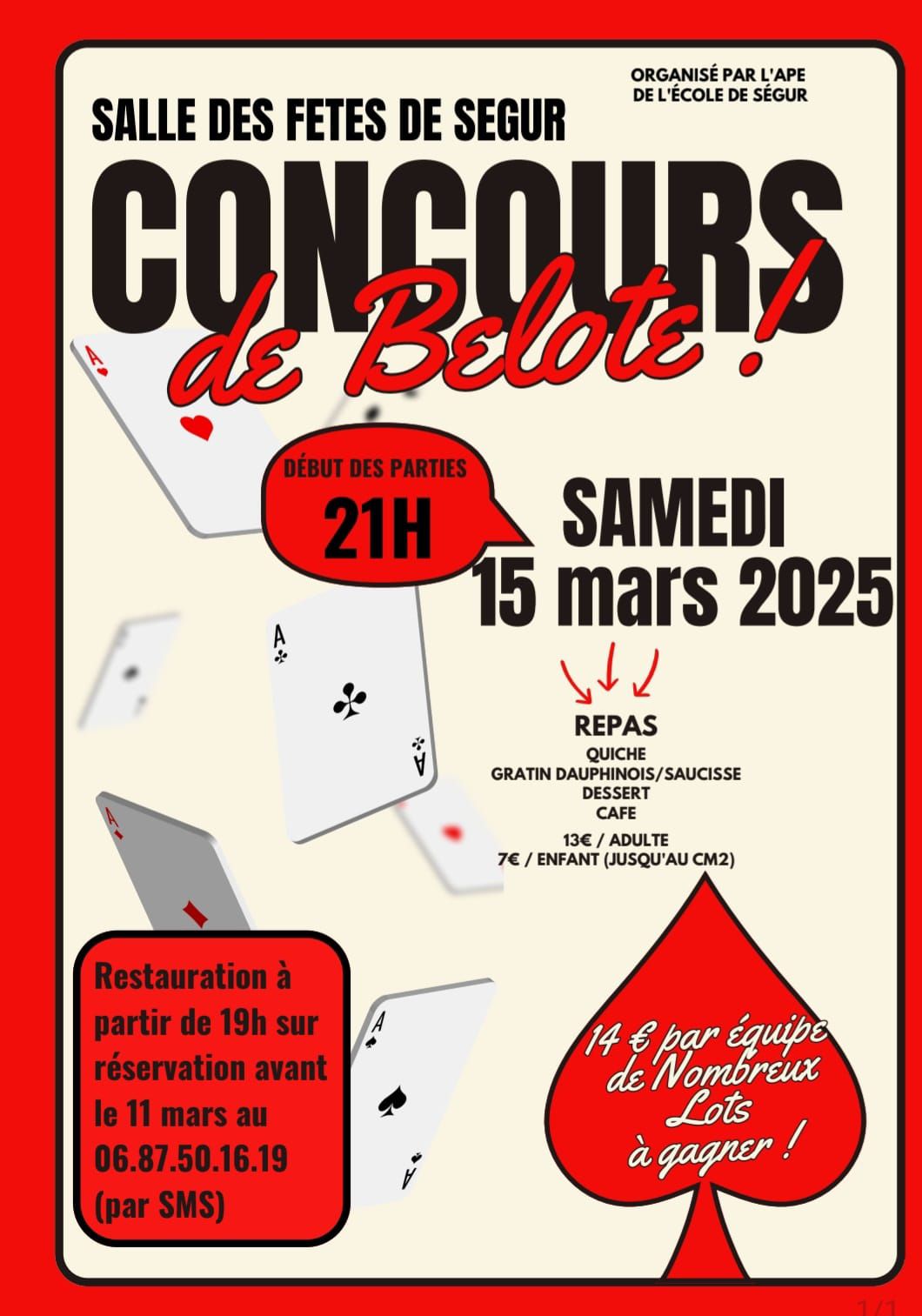 Lire la suite à propos de l’article CONCOURS DE BELOTE: Samedi 15 mars à Ségur