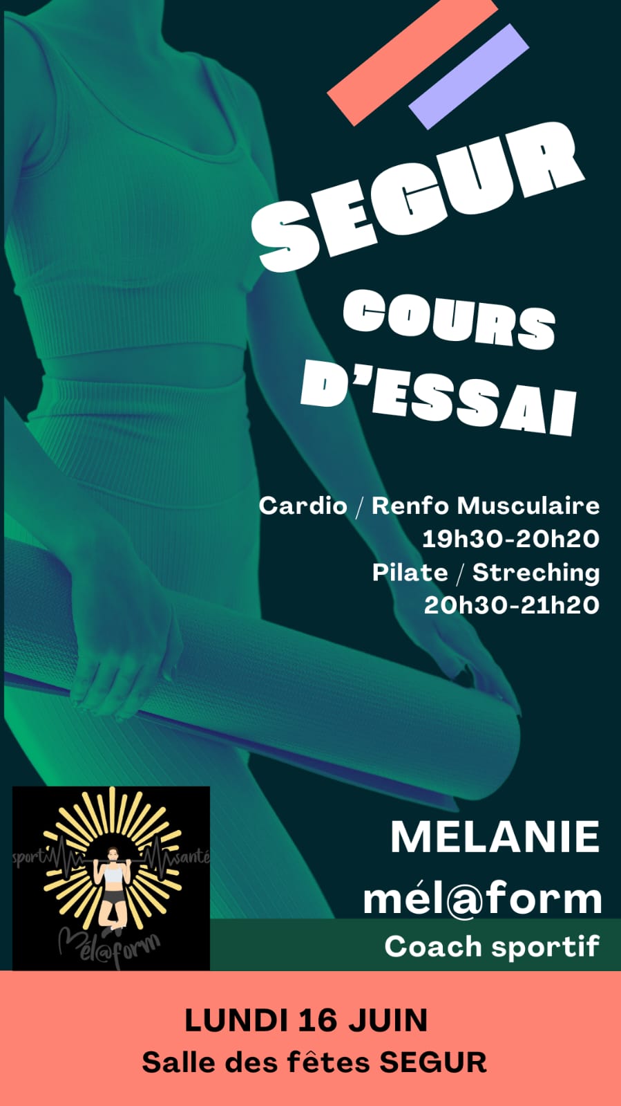 Lire la suite à propos de l’article 🏋️‍♀️ Cardio, Renfo & Pilates à Ségur : cours d’essai gratuit !